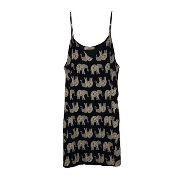 Fringe Bohemian Elephant Printed Spaghetti Strap A-line Dress - Picture 1 of 8